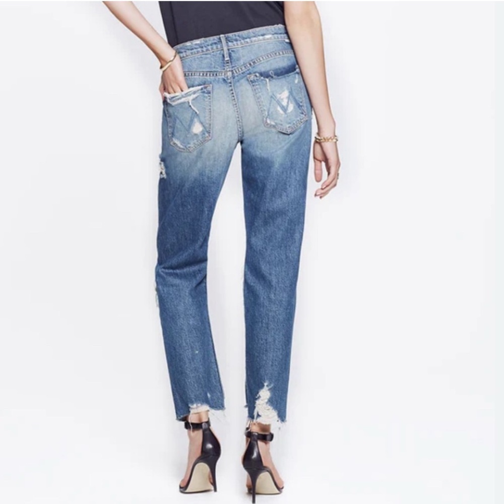 MOTHER The Sinner Jeans Ice Cream, You Scream Size 25 Distressed Mid-Rise Denim - Picture 2 of 15